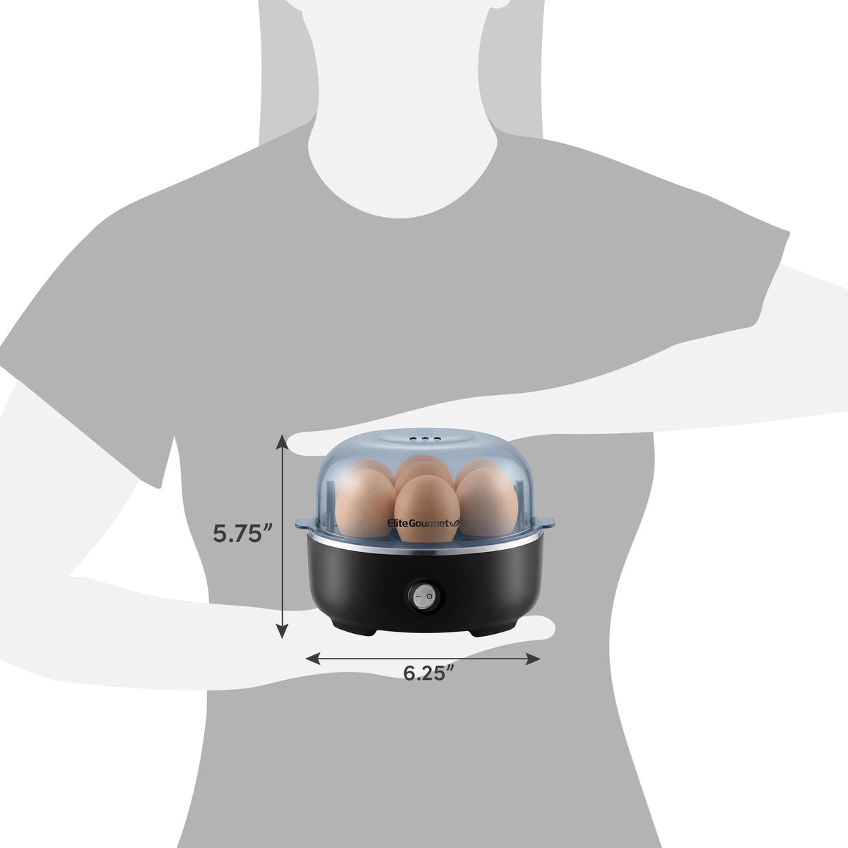 Elite Gourmet EGC115B Easy Egg Cooker, 7-Egg, BPA-Free, Classic Black