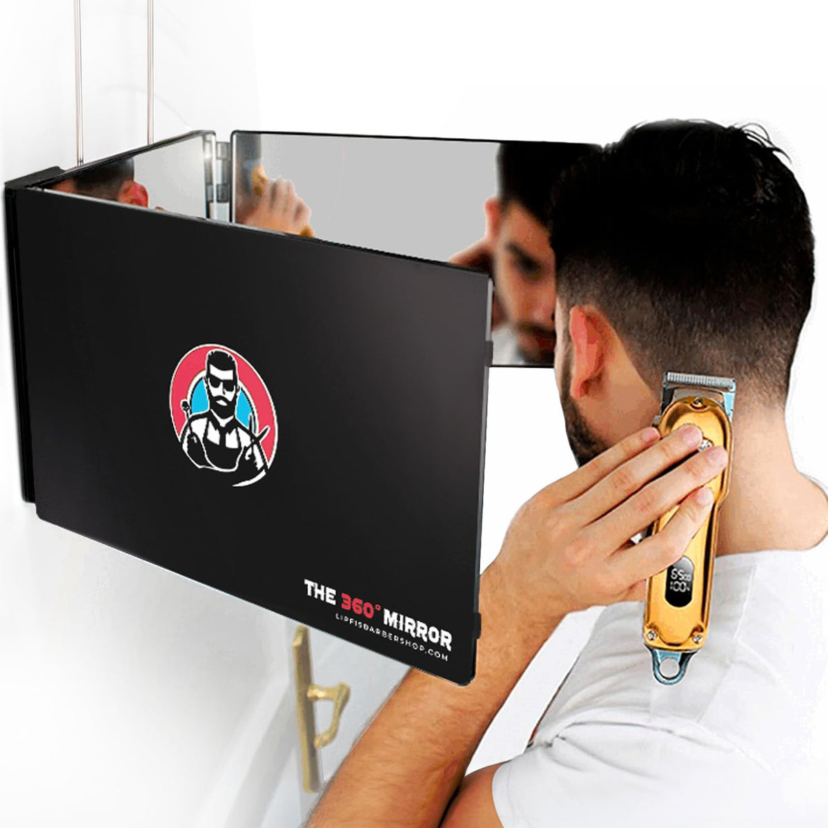 The 360 Mirror - 3 Way Mirror for Self Hair Cutting - Adjustable Trifold Barber Miror to Cut Your Own Hair - Tri Fold Self Haircut System for Men and Women Braiding - Three Sided Miror for Haircuts