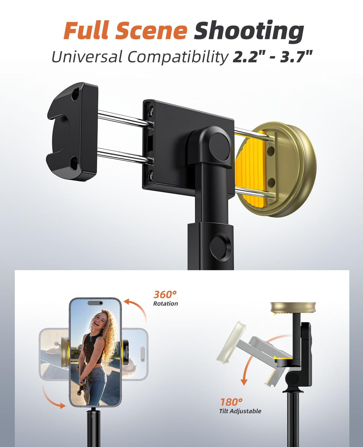Tripod for iPhone, Selfie Stick with Remote, Stable & Durable Phone Tripod