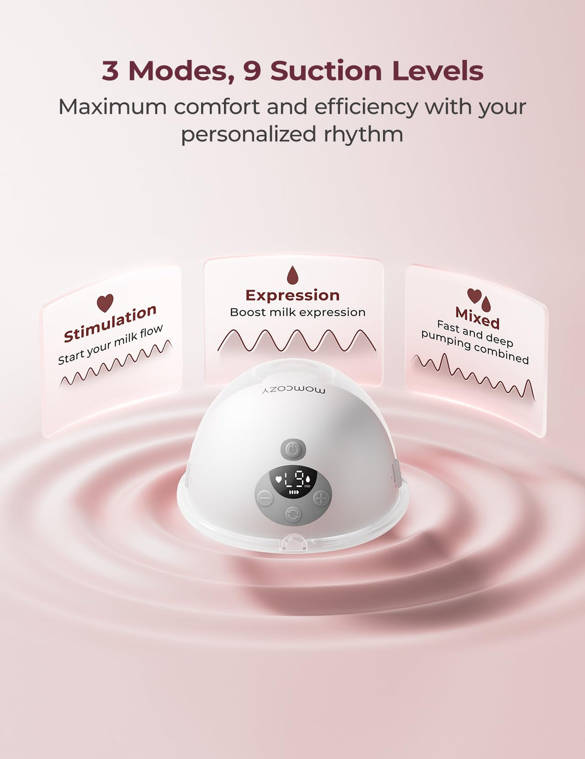Momcozy M5 Smart APP Controlled Wearable Breast Pump, 2-Pack Quill Gray