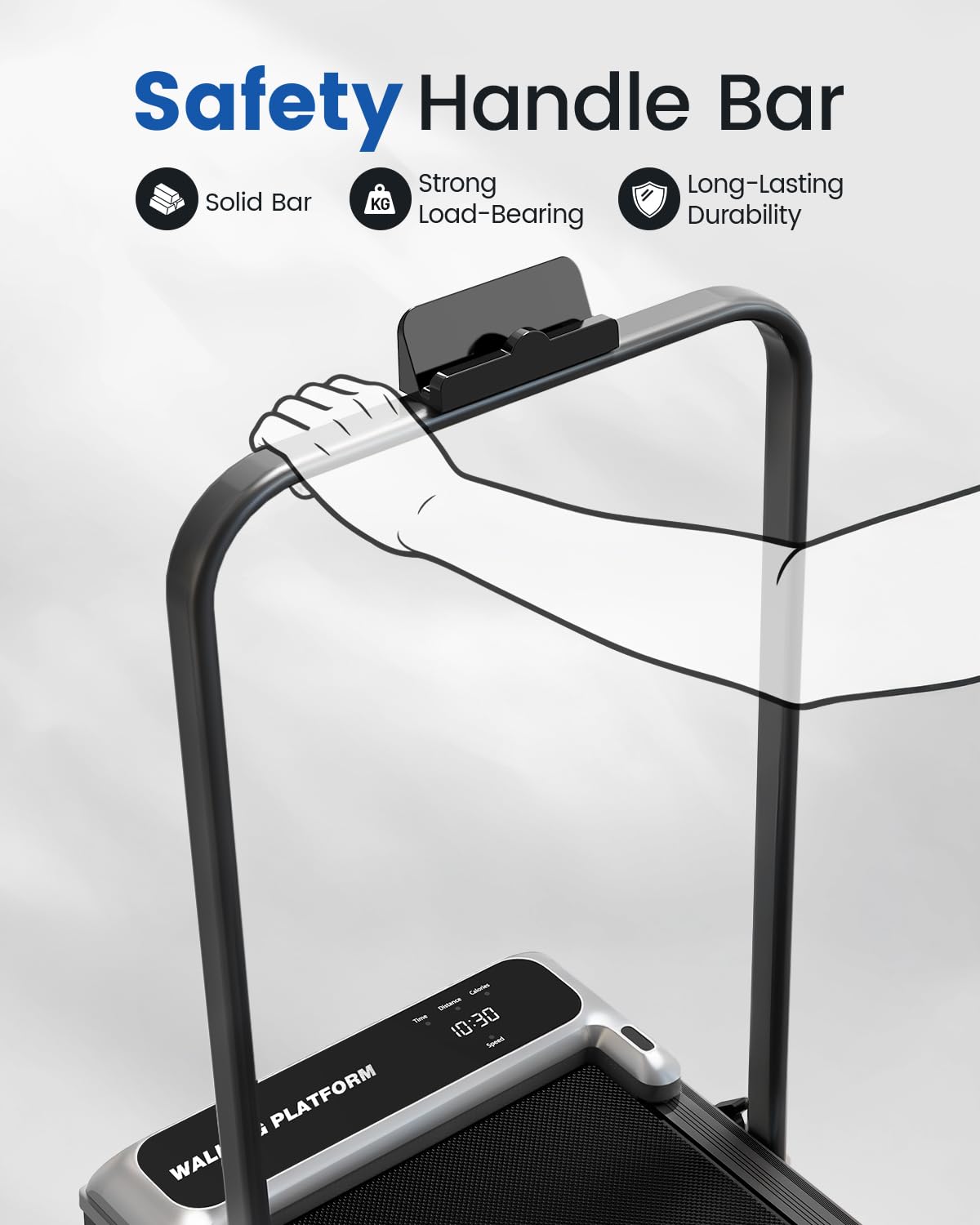 Walking Pad Treadmill with Handle Bar and Adjustable Incline, Compact Portable Treadmills for Home Office, 2.5HP Quiet Anti-Slip Under Desk Treadmills, 0.6-3.8 MPH Remote Speed Control