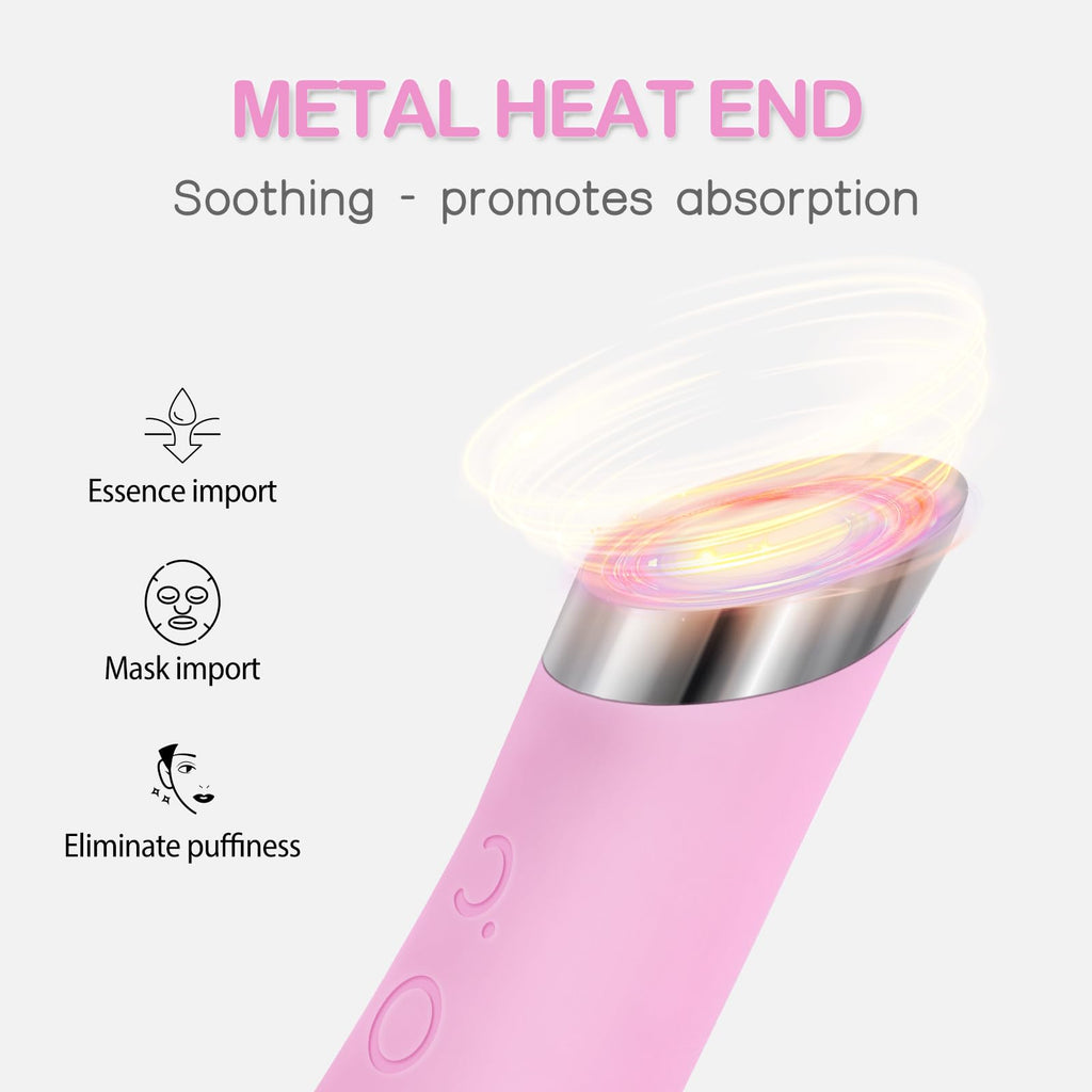 PRITECH Facial Cleansing Brush, Rechargeable Silicone Face Scrubber with Heat Massage End, Vibrating Exfoliator Scrubber for Deep Cleaning, Waterproof Face Brush for Women and Men (Pink)