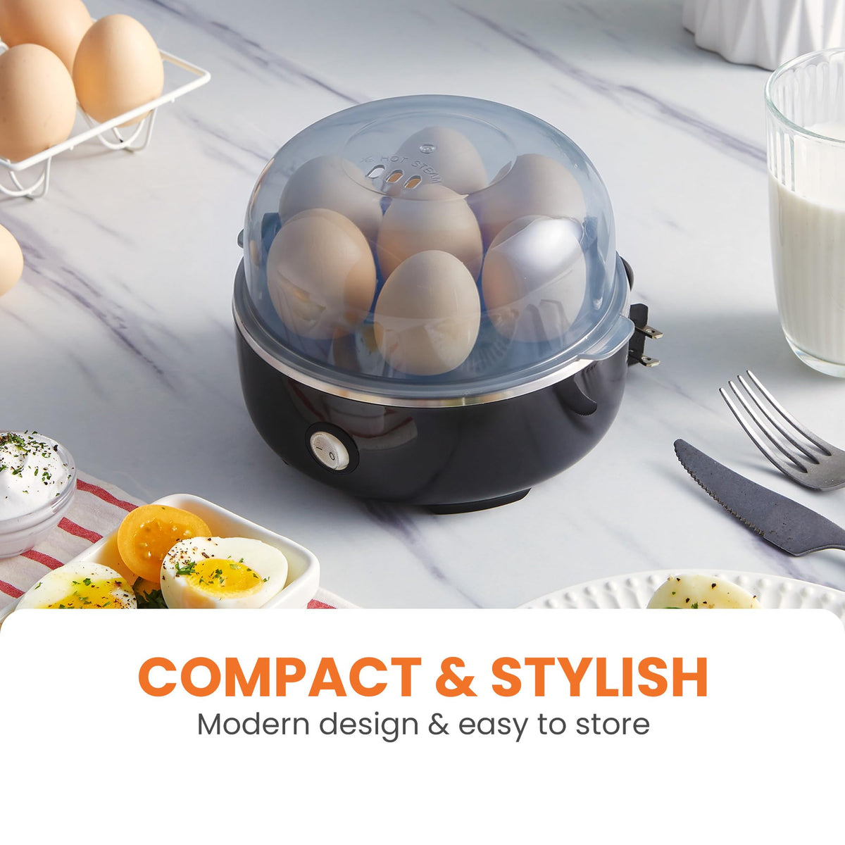Elite Gourmet EGC115B Easy Egg Cooker, 7-Egg, BPA-Free, Classic Black