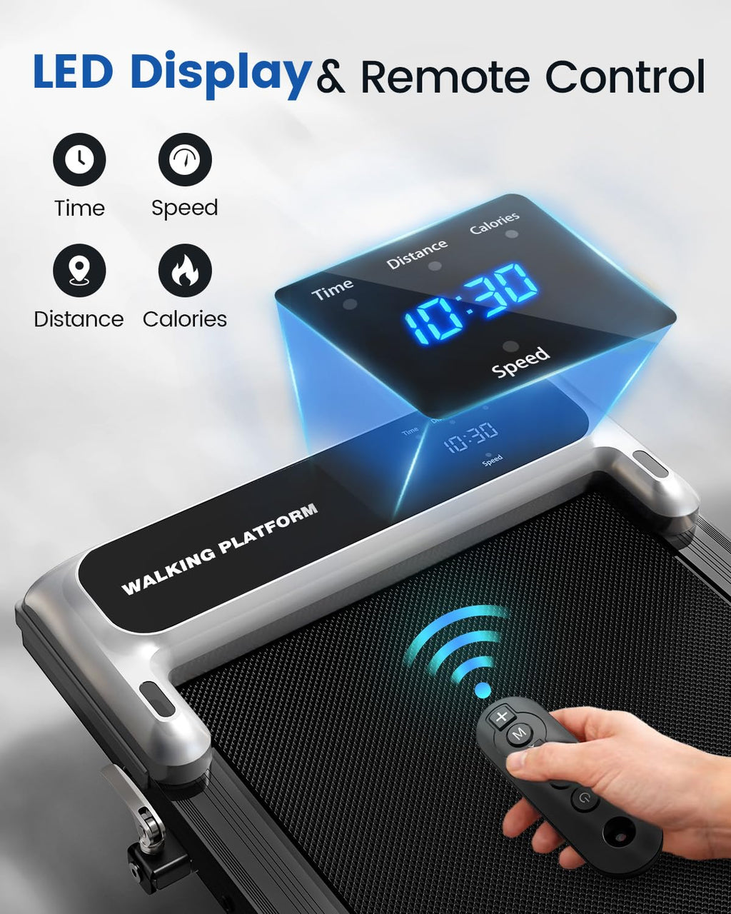 Walking Pad Treadmill with Handle Bar and Adjustable Incline, Compact Portable Treadmills for Home Office, 2.5HP Quiet Anti-Slip Under Desk Treadmills, 0.6-3.8 MPH Remote Speed Control