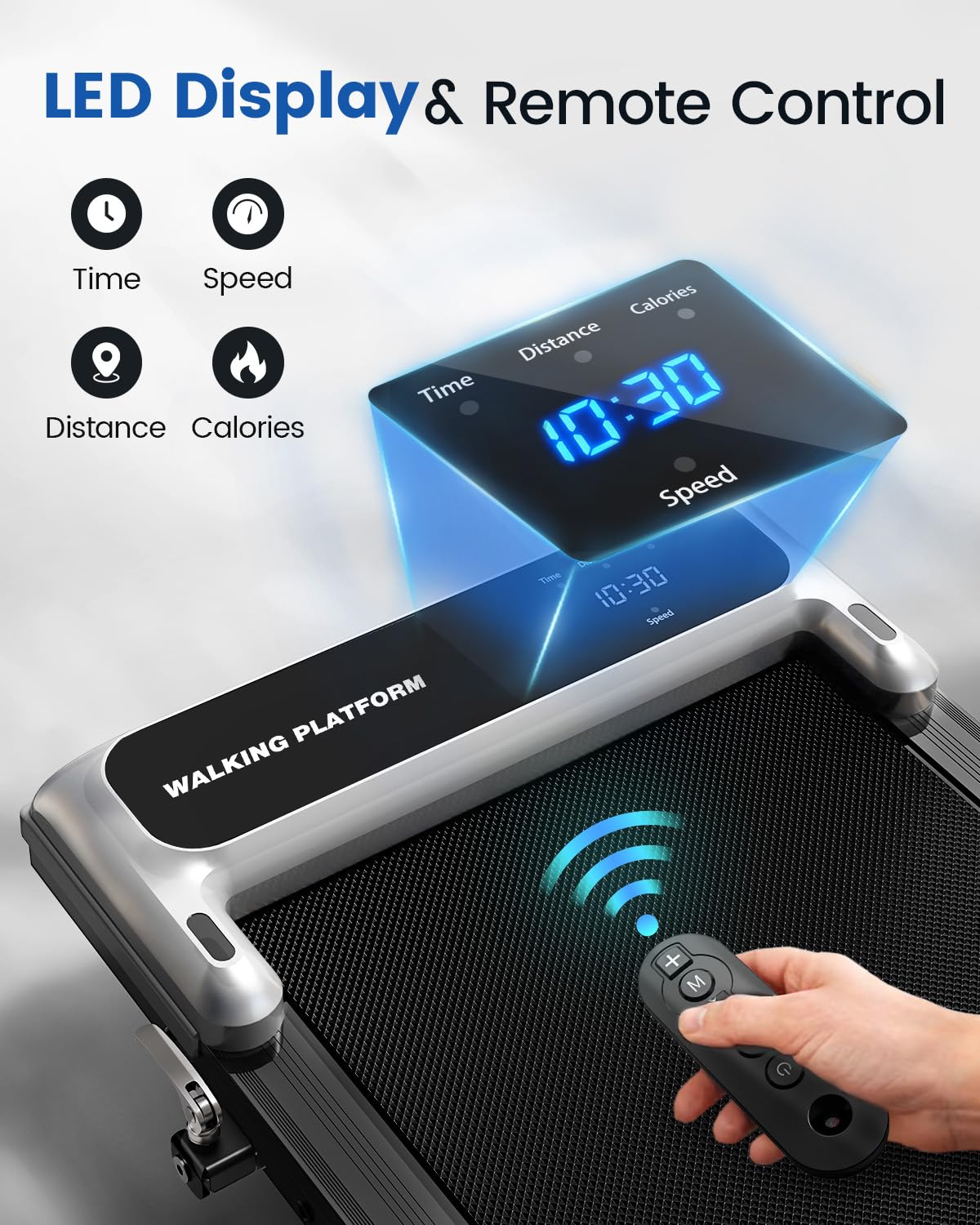 Walking Pad Treadmill with Handle Bar and Adjustable Incline, Compact Portable Treadmills for Home Office, 2.5HP Quiet Anti-Slip Under Desk Treadmills, 0.6-3.8 MPH Remote Speed Control