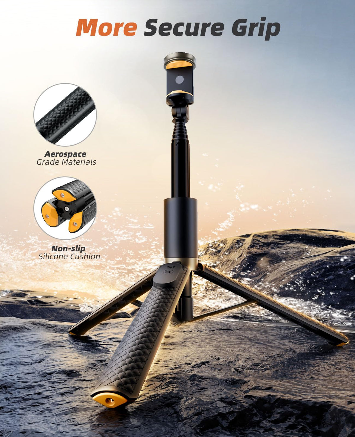 Tripod for iPhone, Selfie Stick with Remote, Stable & Durable Phone Tripod