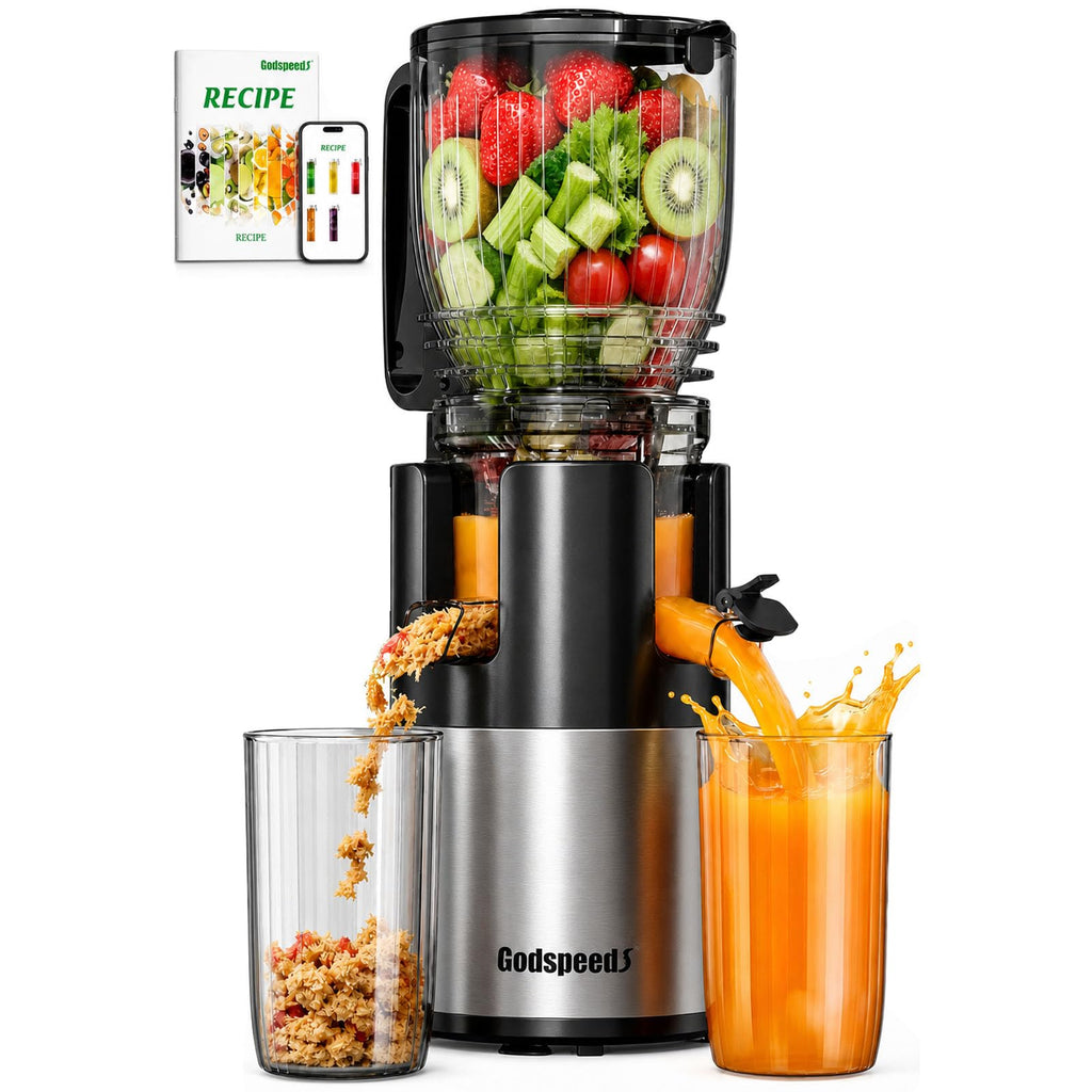 Godspeeds Juicer Machines, 6" Large Feed Chute Cold Press Juicer