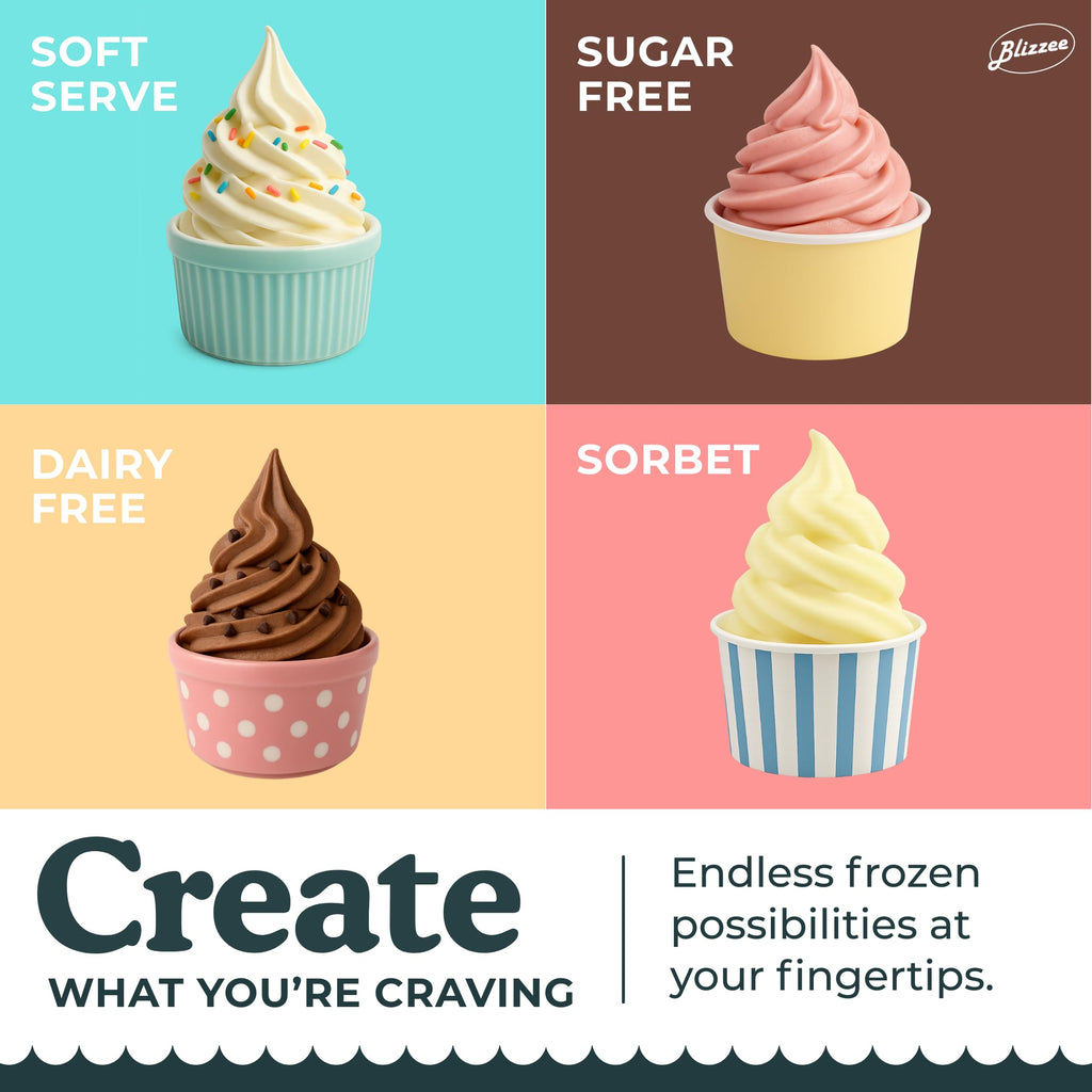 BLIZZEE Soft Serve Ice Cream Machine 1.25Qt | No Pre-Freezing Countertop Ice Cream Maker for Home | Built-In Compressor | Adjustable Hardness, LED Display | Frozen Yogurt, Gelato, Dairy Free