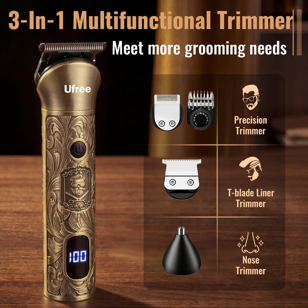Ufree Hair Clippers for Men, Beard Trimmer, Foil Shaver 3-in-1 Grooming Kit