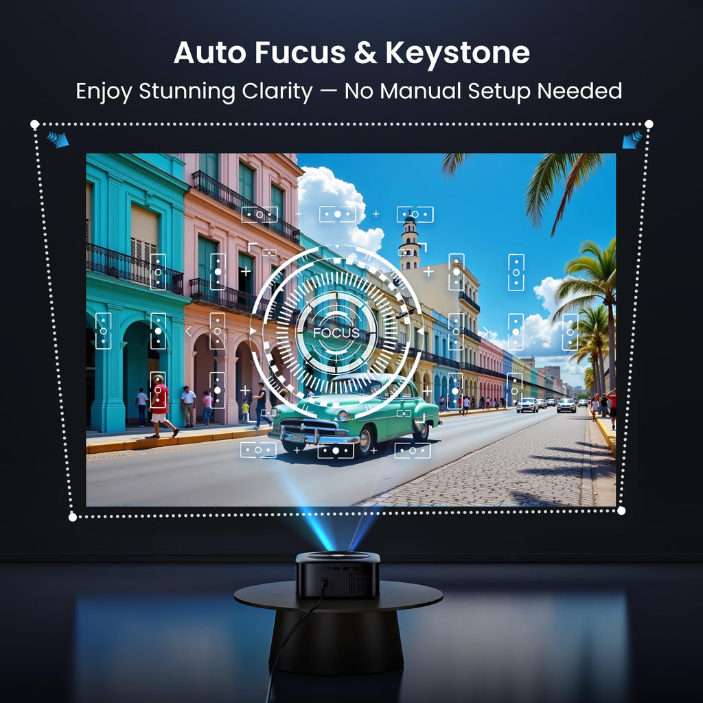 HAPPRUN 1500 ANSI Lumens Outdoor Projector with Official Google TV