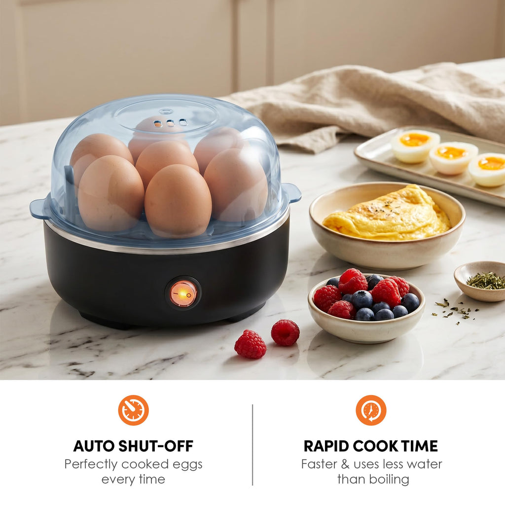 Elite Gourmet EGC115B Easy Egg Cooker, 7-Egg, BPA-Free, Classic Black