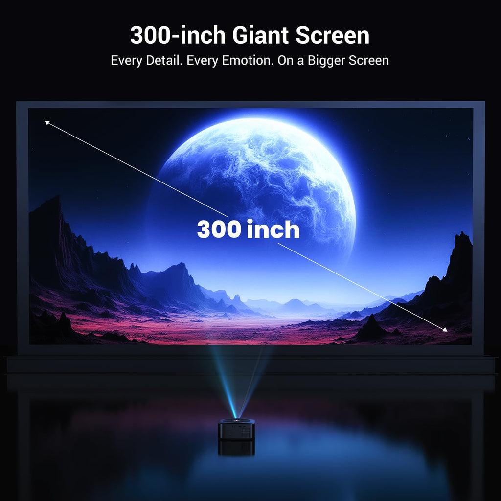 HAPPRUN 1500 ANSI Lumens Outdoor Projector with Official Google TV