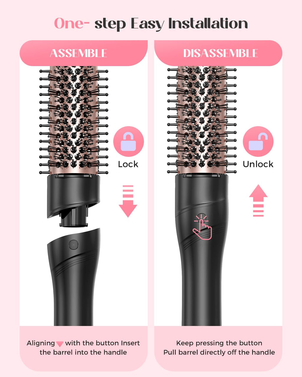 Lopeie 5 in 1 Curling Iron with Thermal Brush and 4 Interchangeable Ceramic Barrels(1/2 to 1 1/2 inch), Curling Wand Set with Flat Iron, Fast Heating, Dual Voltage Hair Curler, Gifts for Women