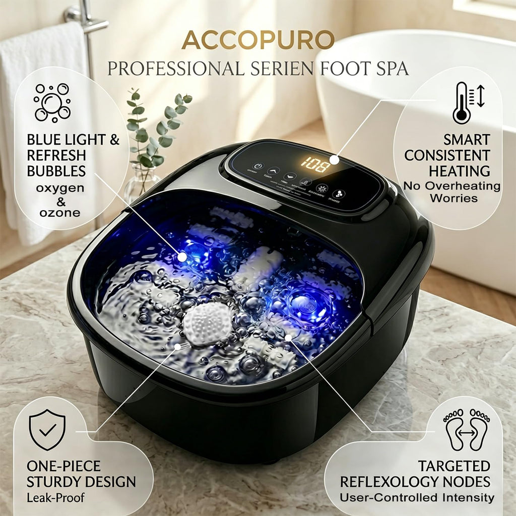 ACCOPURO Foot Soaking Tub with Ozone & UV, Foot Spa Bath Massager with Heat