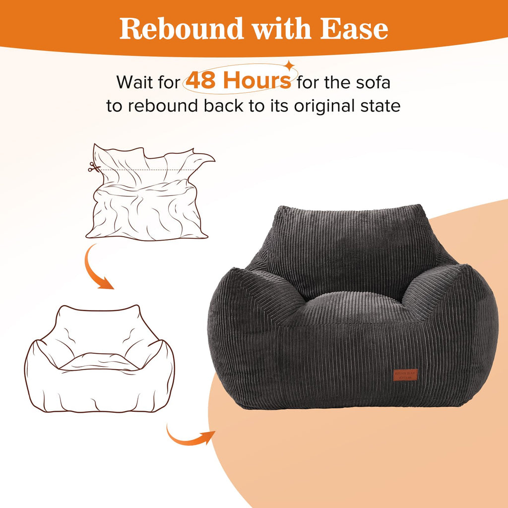 Vellorise Big Bean Bag Chair for Adults, Ultra Soft BeanBag for Living Room