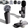 2-Pack Wireless Mini Lavalier Lapel Microphone for iPhone, Android(2 in 1)