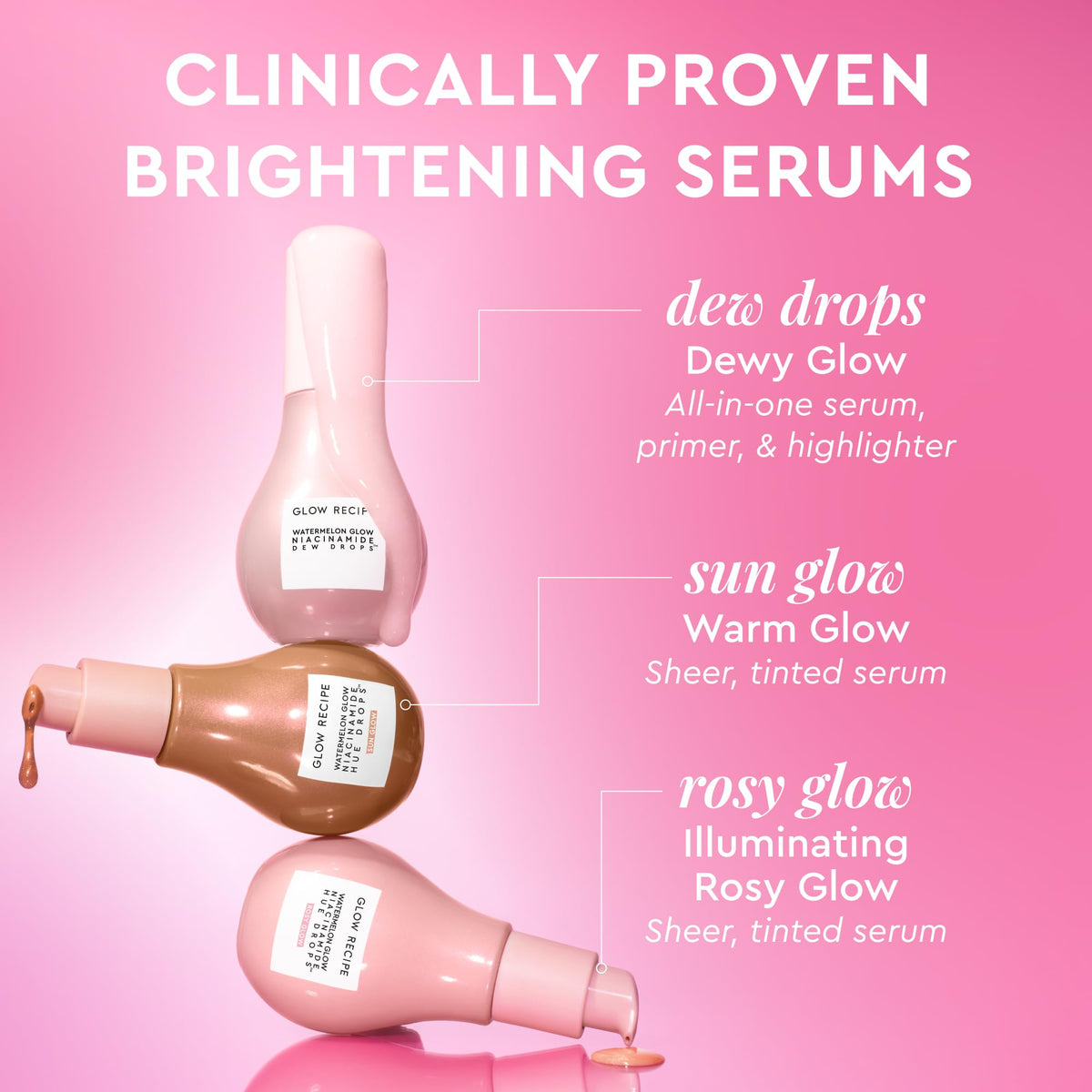 Glow Recipe Watermelon Niacinamide Dew Drops - Brightening, Plumping Hydrating Face Serum, Makeup Primer + Liquid Highlighter with Hyaluronic Acid - Dewy & Glowing Korean Skin Care (80ml)