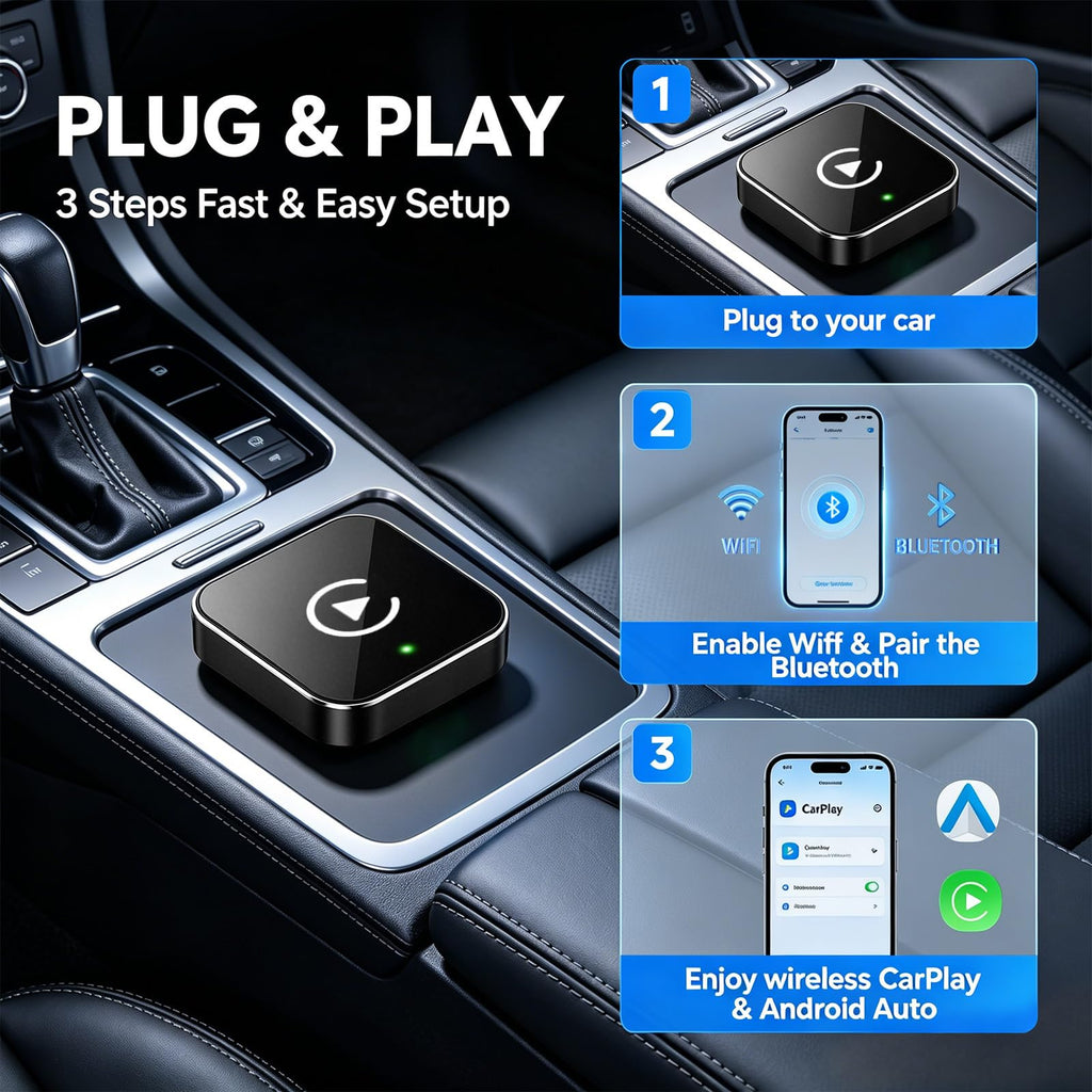 YFDUNV Wireless CarPlay Adapter,Supports iPhone & Android Phones