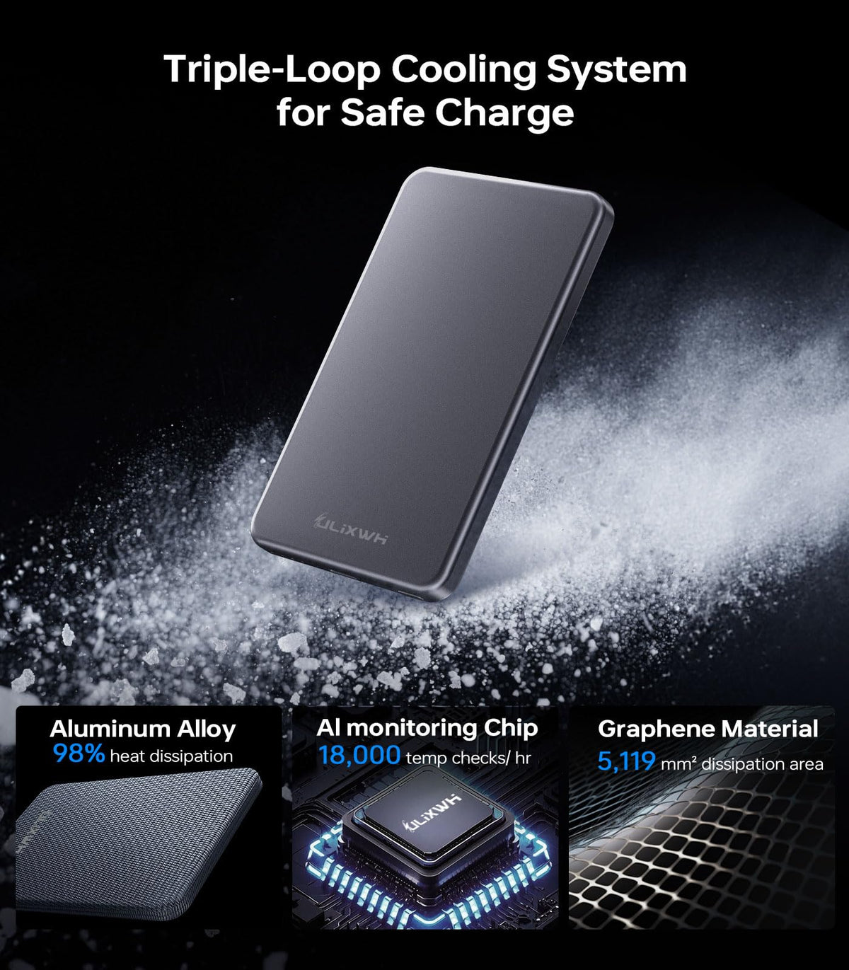[0.3" Ultra Slim] [Alloy-Made] ULiXWH for Magsafe Portable Charger for iPhone, 2026 Upgrade 5000mAh Fast Charging Magnetic Power Bank, Wireless Battery Pack for iPhone 17 Air 16 15 Pro Max 14 13, Grey