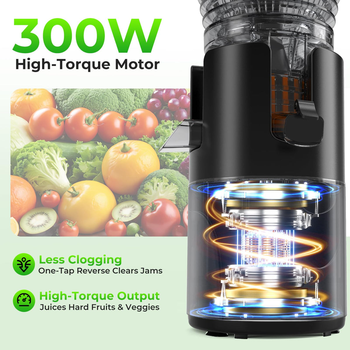 Godspeeds Juicer Machines, 6" Large Feed Chute Cold Press Juicer