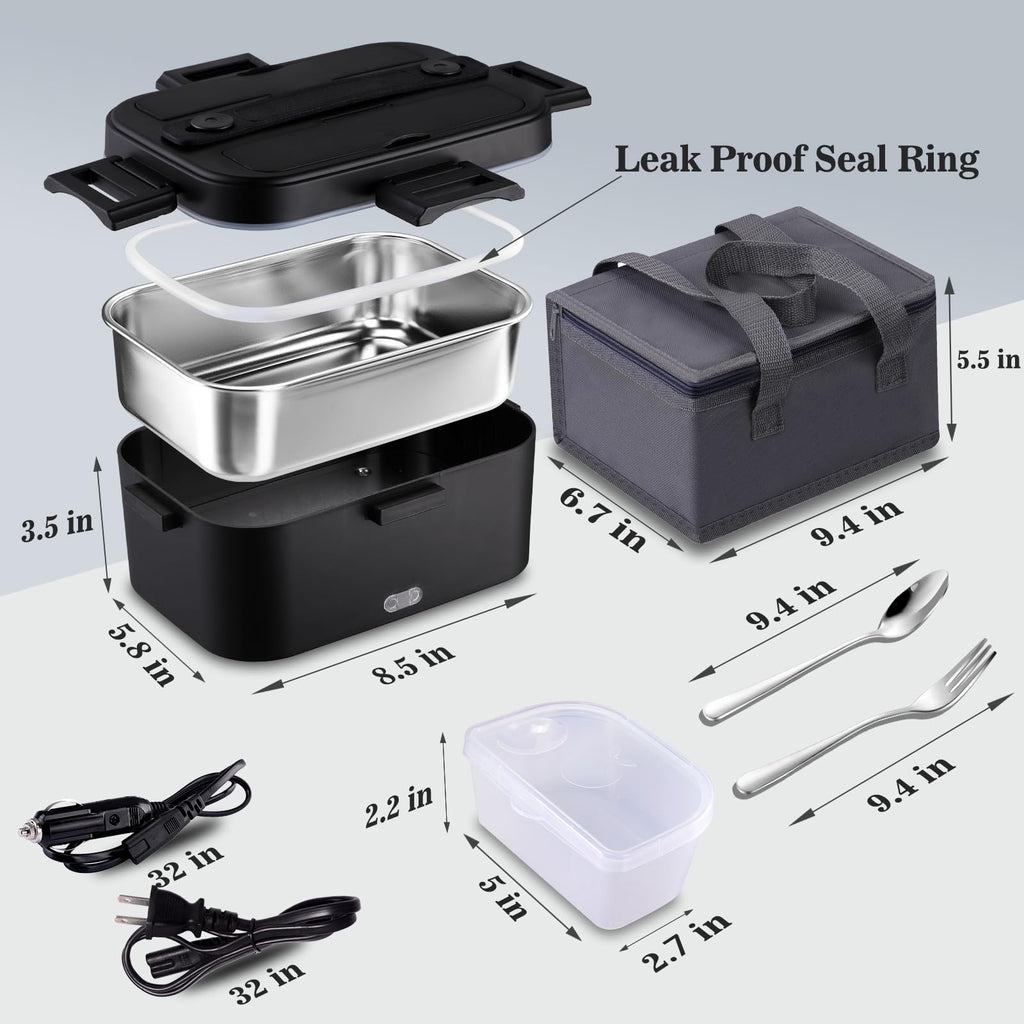 Nifogo Electric Lunch Box for Adults Men 100W 1.8L, 12V/24V/110V