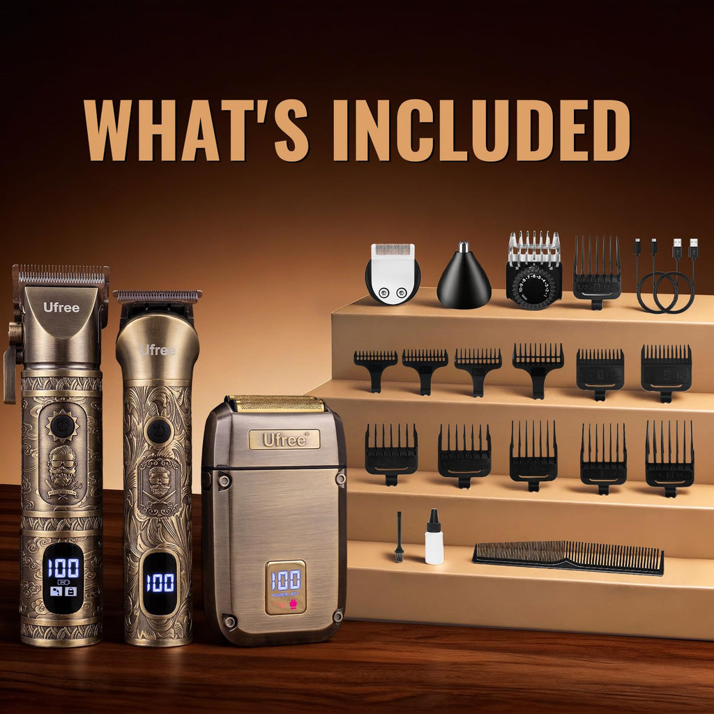 Ufree Hair Clippers for Men, Beard Trimmer, Foil Shaver 3-in-1 Grooming Kit