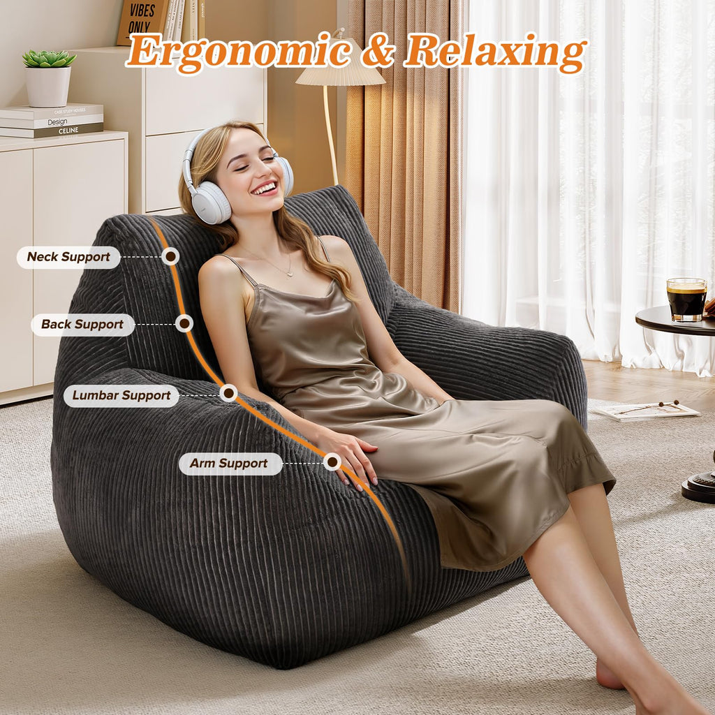 Vellorise Big Bean Bag Chair for Adults, Ultra Soft BeanBag for Living Room