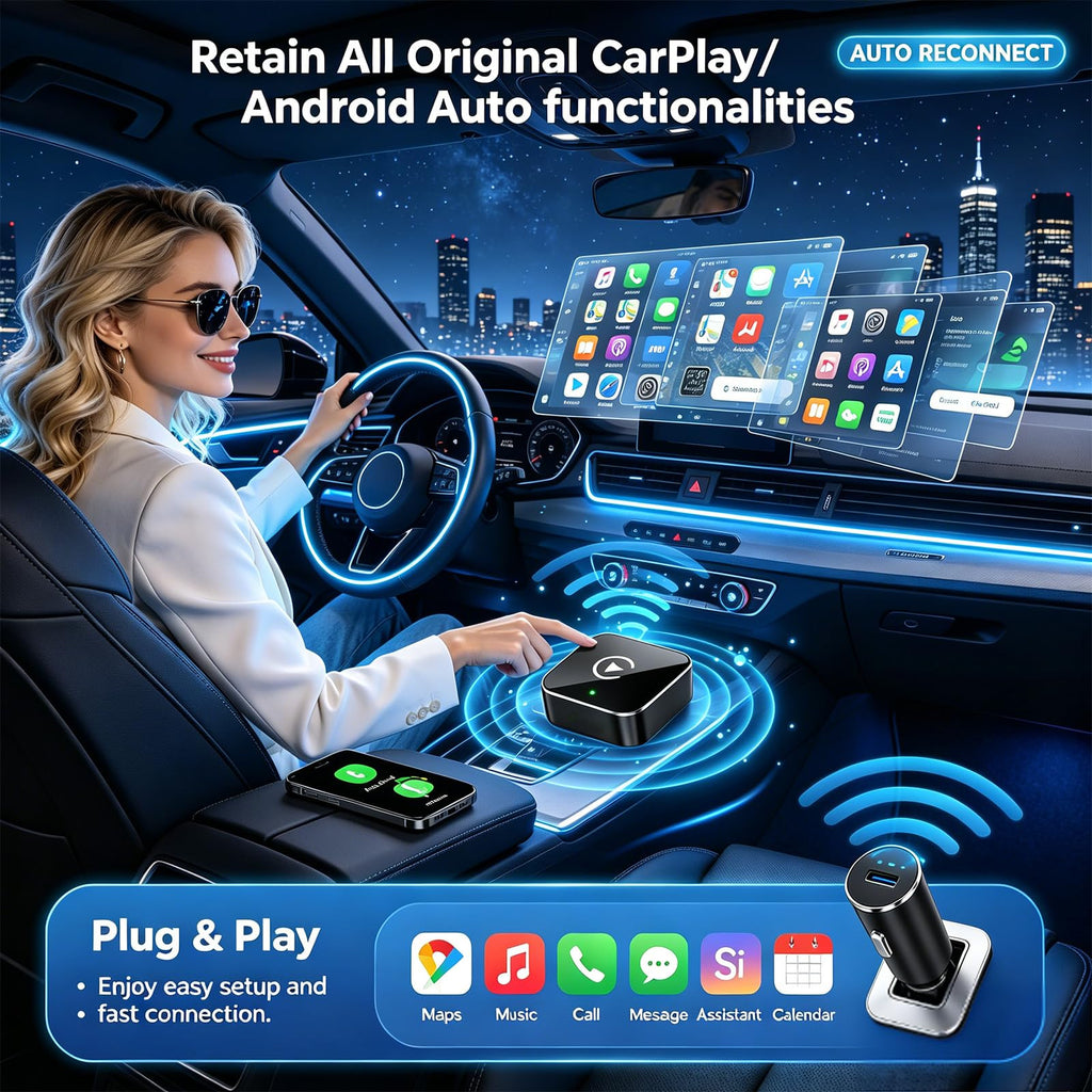 YFDUNV Wireless CarPlay Adapter,Supports iPhone & Android Phones