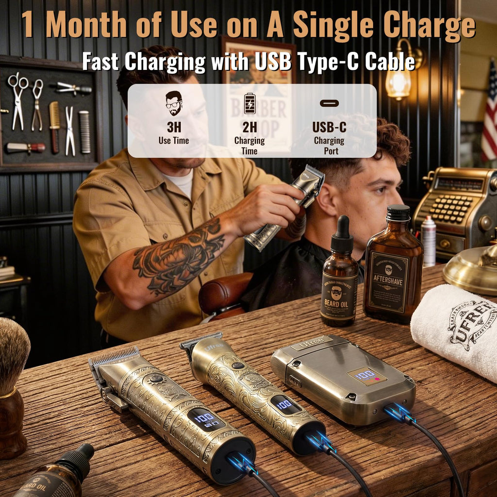 Ufree Hair Clippers for Men, Beard Trimmer, Foil Shaver 3-in-1 Grooming Kit