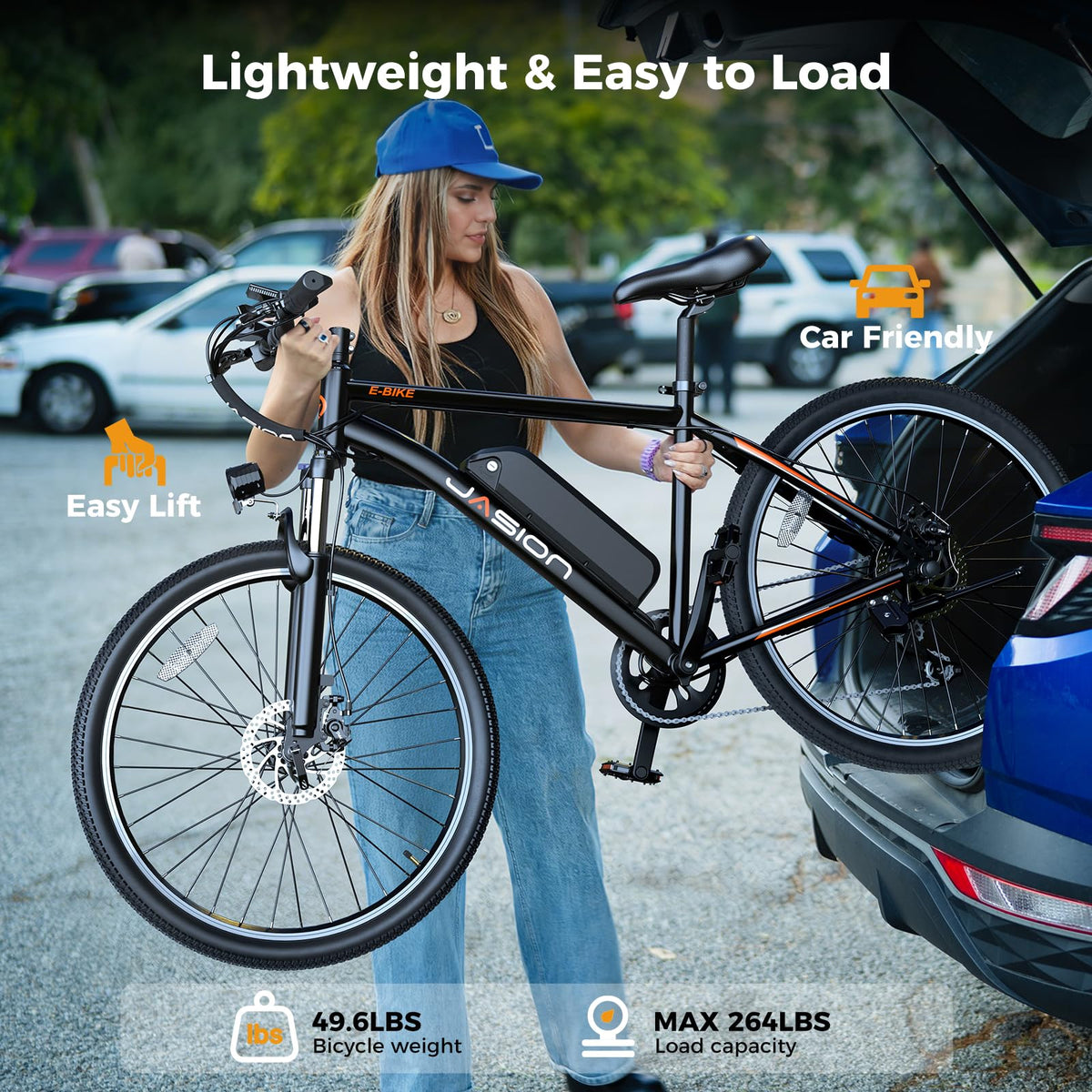 Jasion EB5 Electric Bike for Adults 26" tire with 1000W Peak Motor