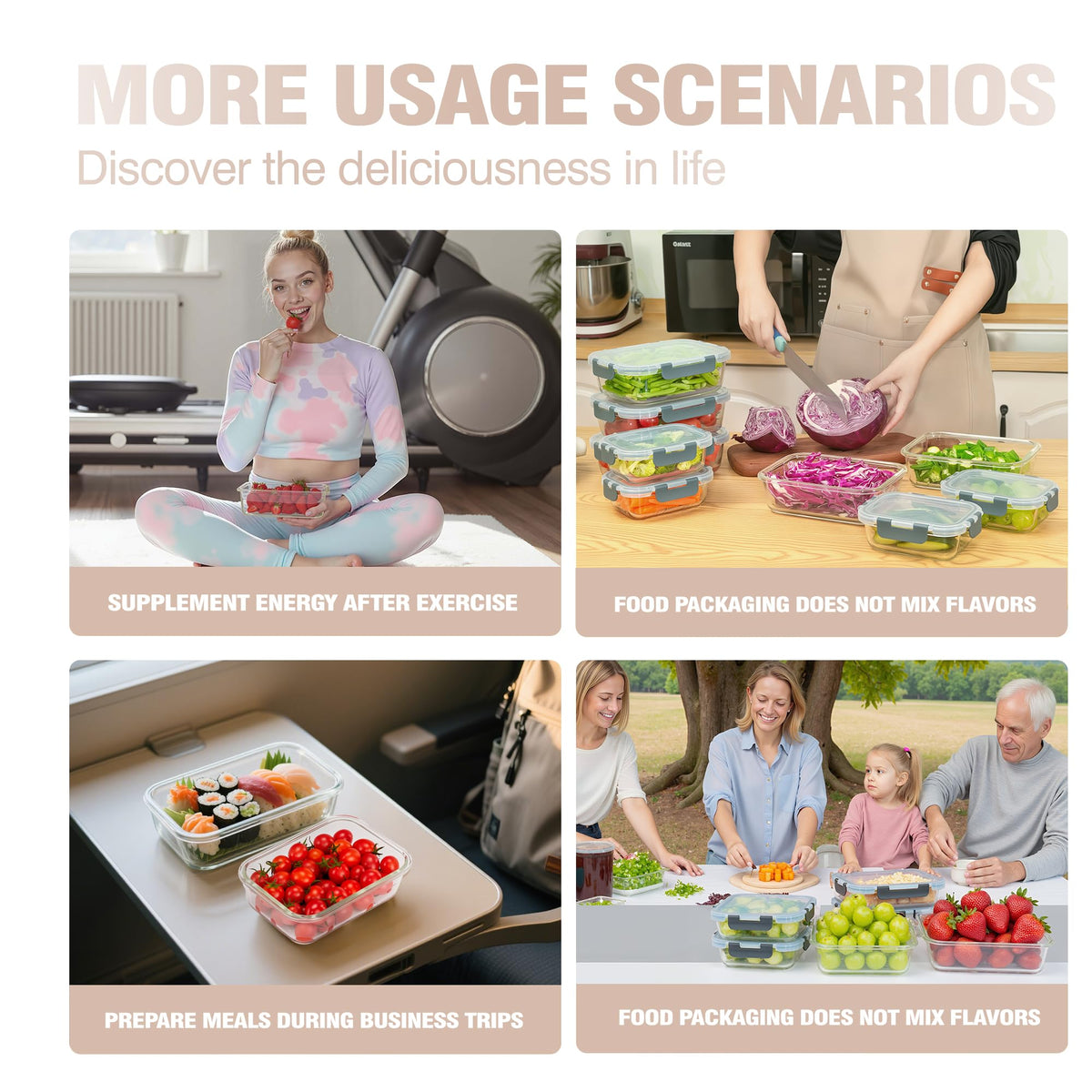WWYH.DSS 10-Pack Meal Prep Containers with Snap Locking Lids, Glass Airtight Lunch, Food Storage Containers, Microwave, Oven, Freezer and Dishwasher Friendly, Gray
