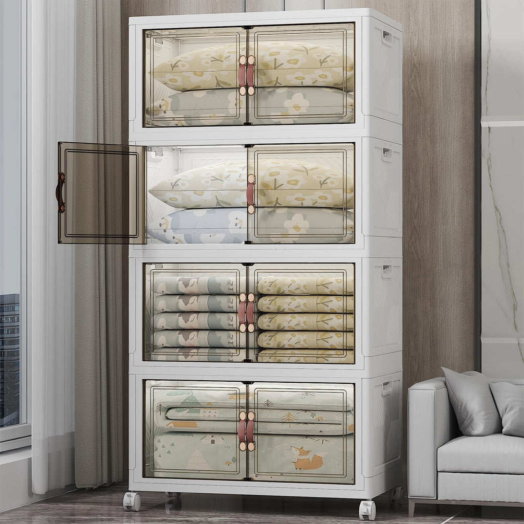 UAMFURI 700QT Stackable Storage Bins with Lids, Storage Cabinet with Wheels