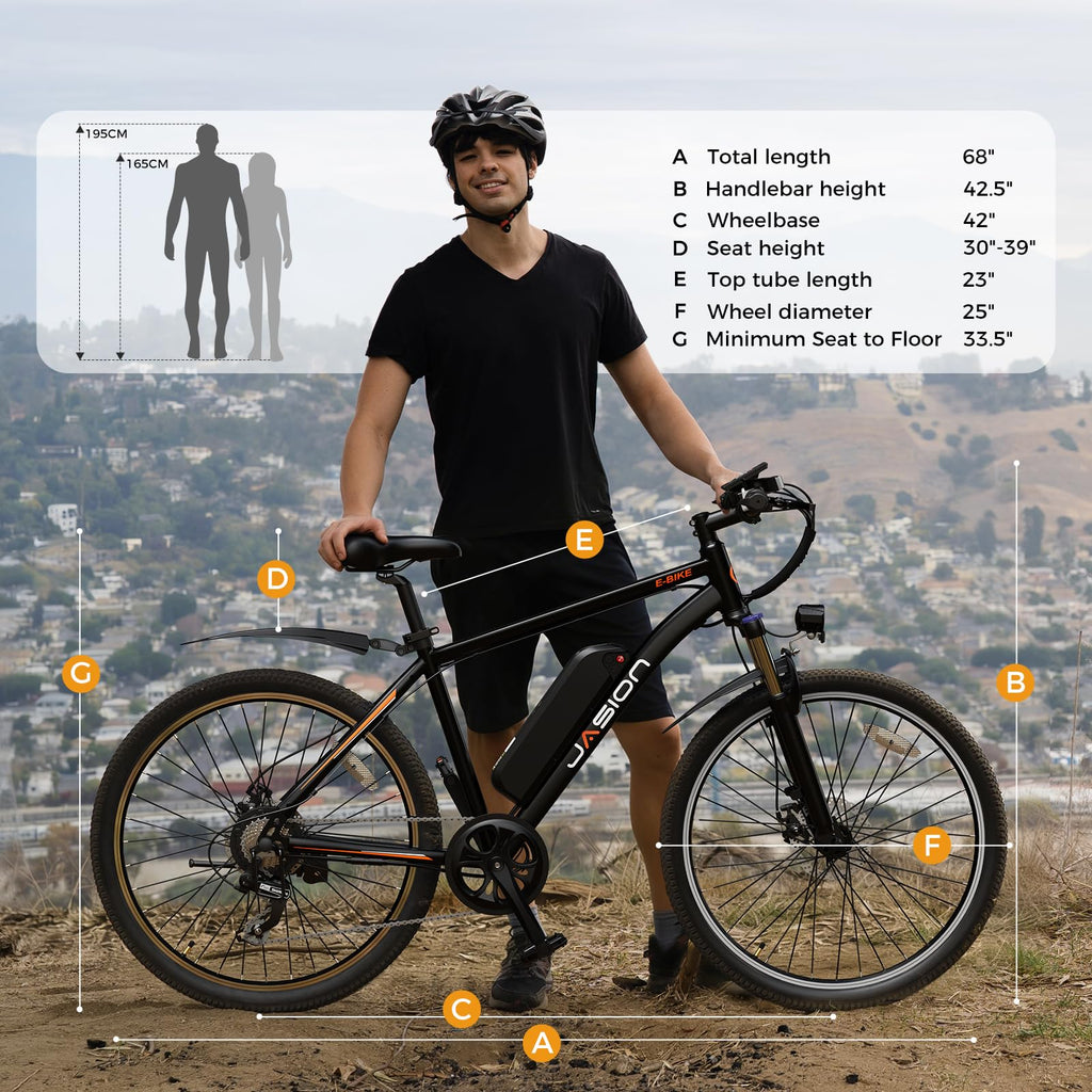 Jasion EB5 Electric Bike for Adults 26" tire with 1000W Peak Motor