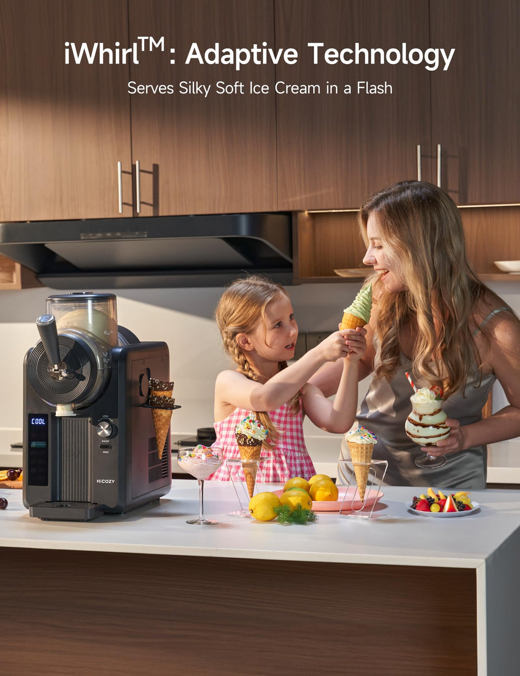 HiCOZY F3 Slushie Machine & Soft Serve Ice Cream Machine, Ice Cream Maker, No Ice Needed, Self-Cleaning, 5 Presets for Soft Serve, Frozen Drink, Milk Shake, Margaritas, Frappés and More