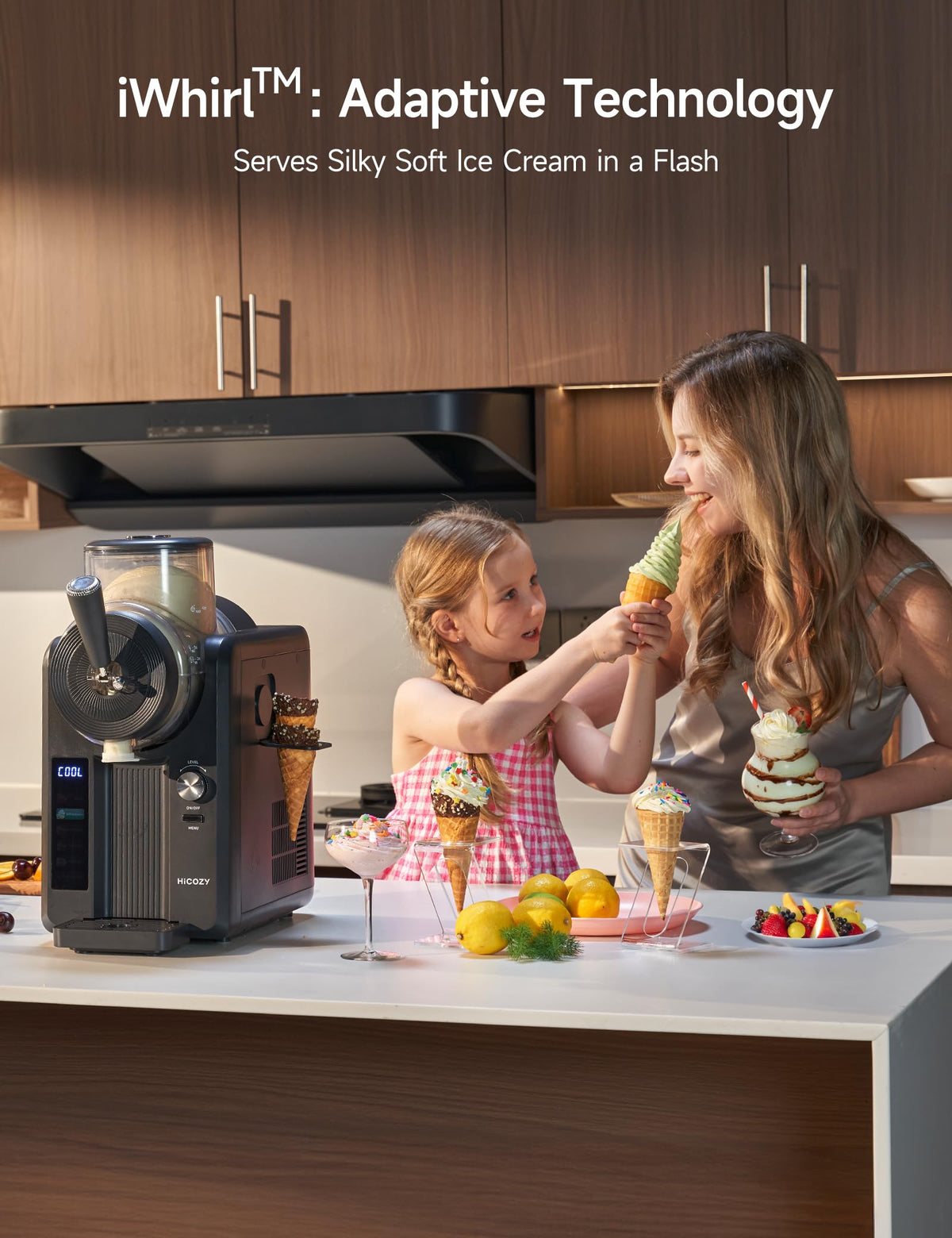 HiCOZY F3 Slushie Machine & Soft Serve Ice Cream Machine, Ice Cream Maker, No Ice Needed, Self-Cleaning, 5 Presets for Soft Serve, Frozen Drink, Milk Shake, Margaritas, Frappés and More