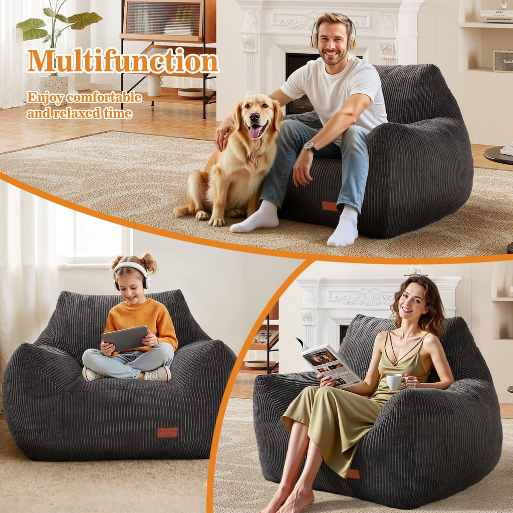 Vellorise Big Bean Bag Chair for Adults, Ultra Soft BeanBag for Living Room