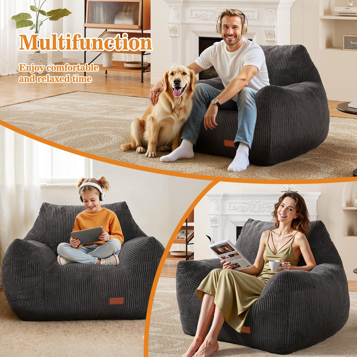 Vellorise Big Bean Bag Chair for Adults, Ultra Soft BeanBag for Living Room
