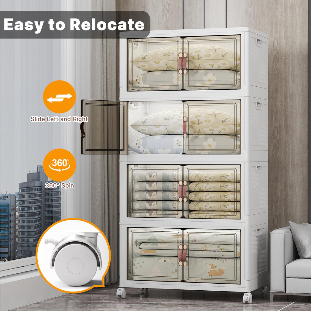 UAMFURI 700QT Stackable Storage Bins with Lids, Storage Cabinet with Wheels