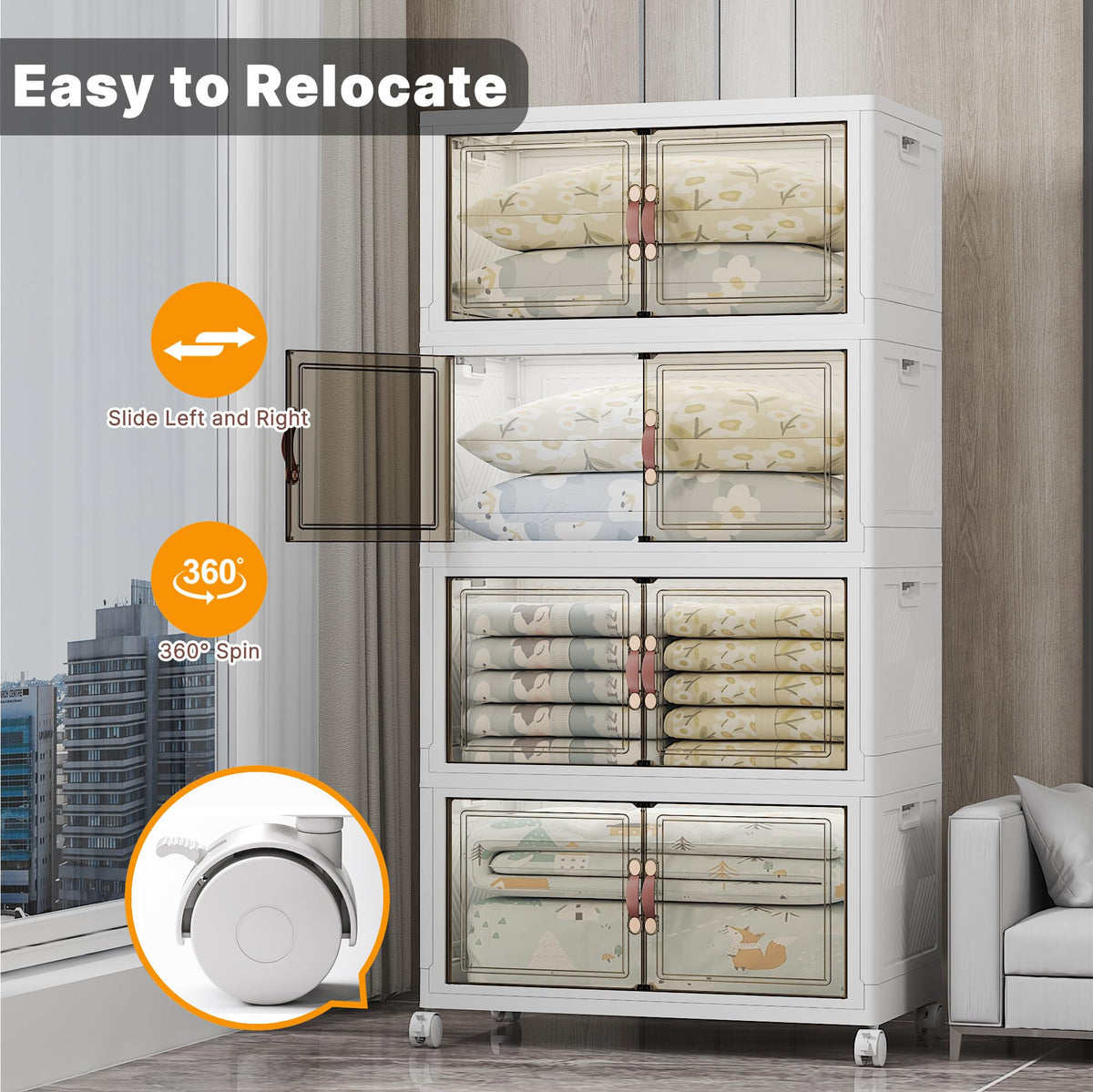 UAMFURI 700QT Stackable Storage Bins with Lids, Storage Cabinet with Wheels