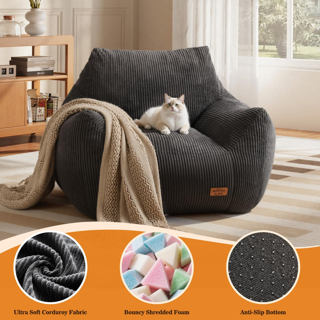 Vellorise Big Bean Bag Chair for Adults, Ultra Soft BeanBag for Living Room