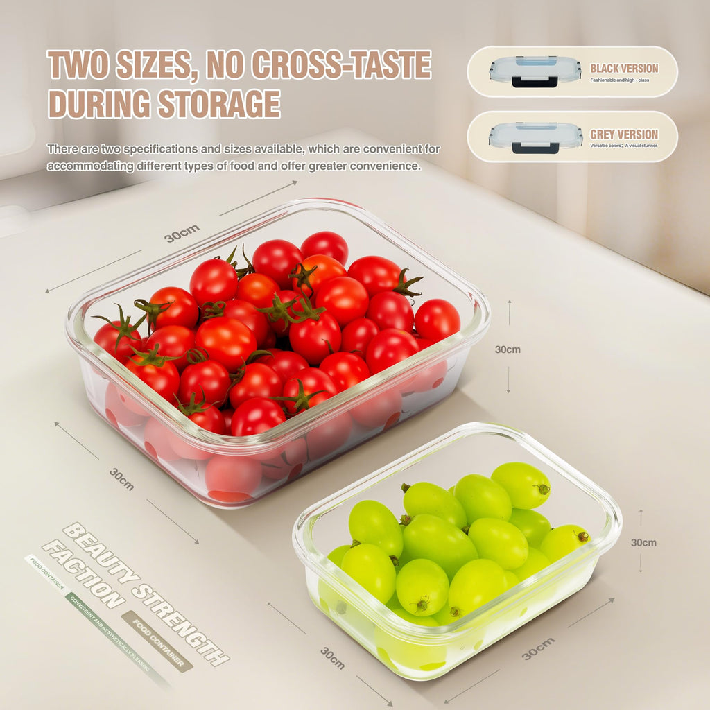 WWYH.DSS 10-Pack Meal Prep Containers with Snap Locking Lids, Glass Airtight Lunch, Food Storage Containers, Microwave, Oven, Freezer and Dishwasher Friendly, Gray