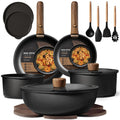 CAROTE 19pcs Pots and Pans Set Non Stick, Detachable Handle Cookware Set