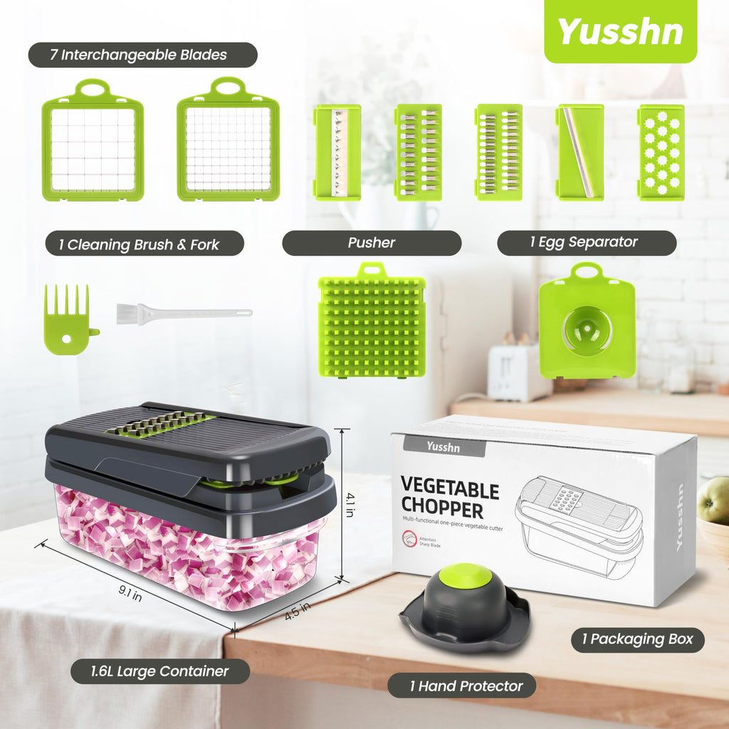 Yusshn Vegetable Chopper, 12-in-1 Food Veggie Chopper Cutter with Container