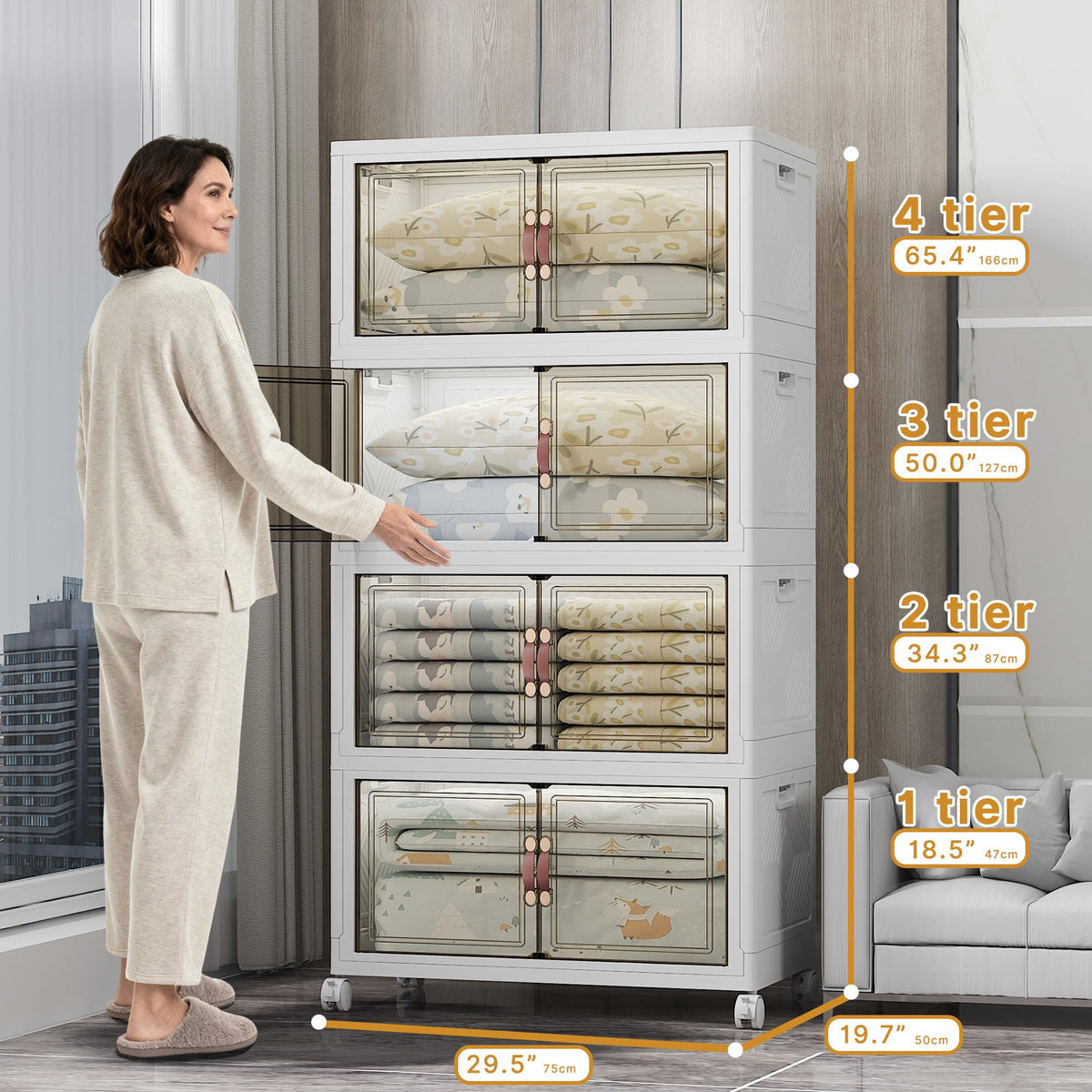 UAMFURI 700QT Stackable Storage Bins with Lids, Storage Cabinet with Wheels