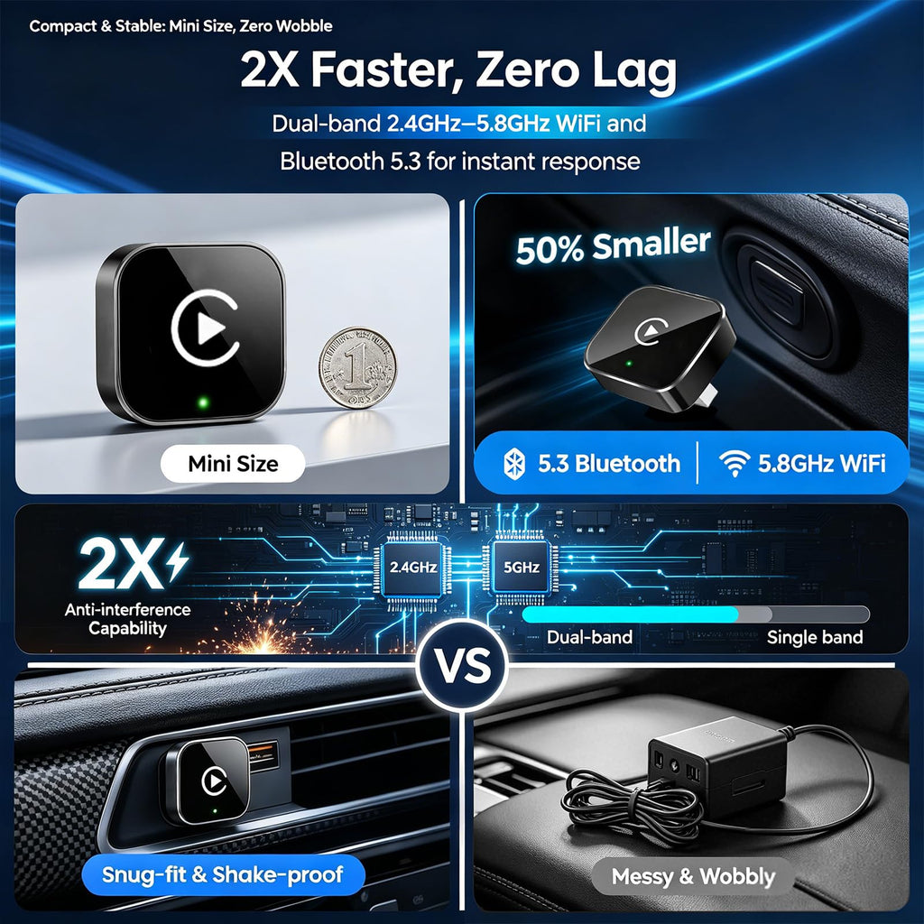 YFDUNV Wireless CarPlay Adapter,Supports iPhone & Android Phones
